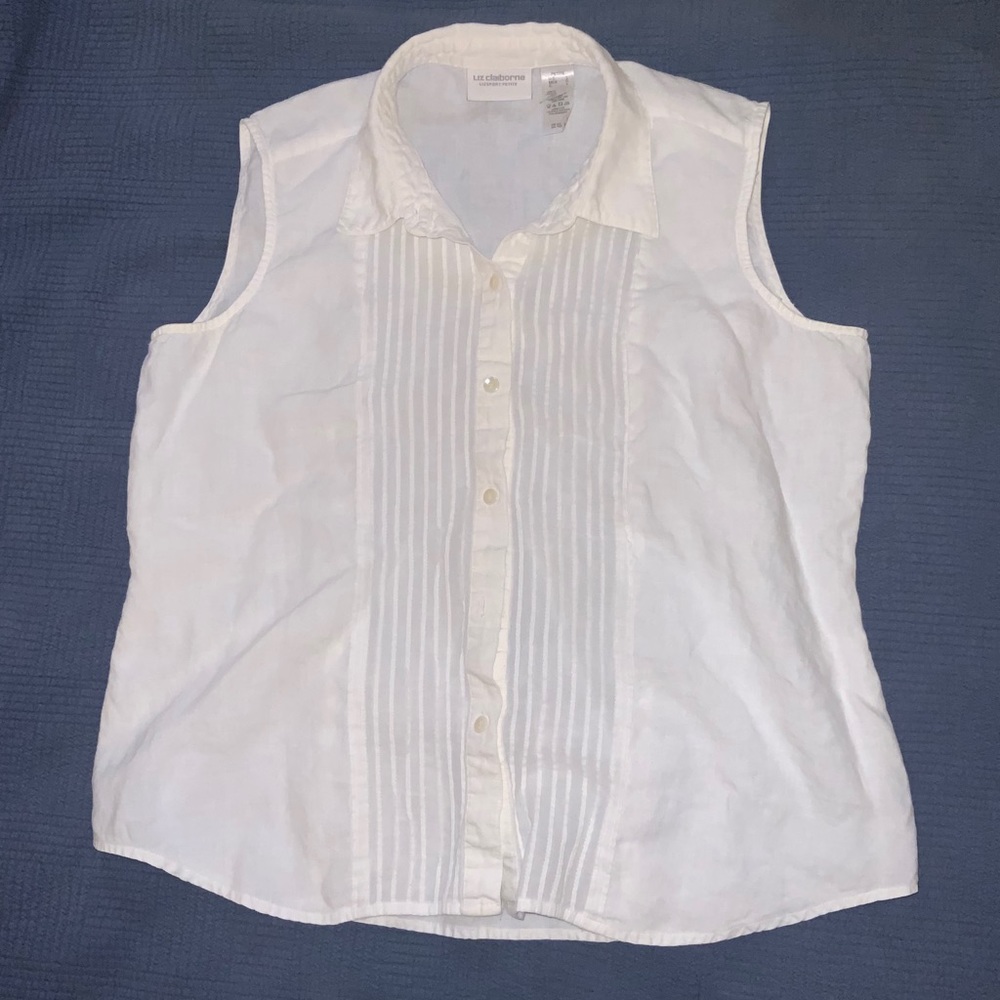 Liz Claiborne petite button down white blouse